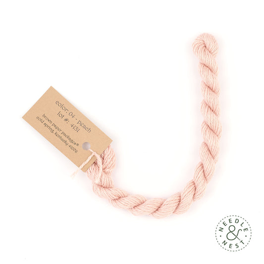 Silk & Ivory Peach Thread on a White Background