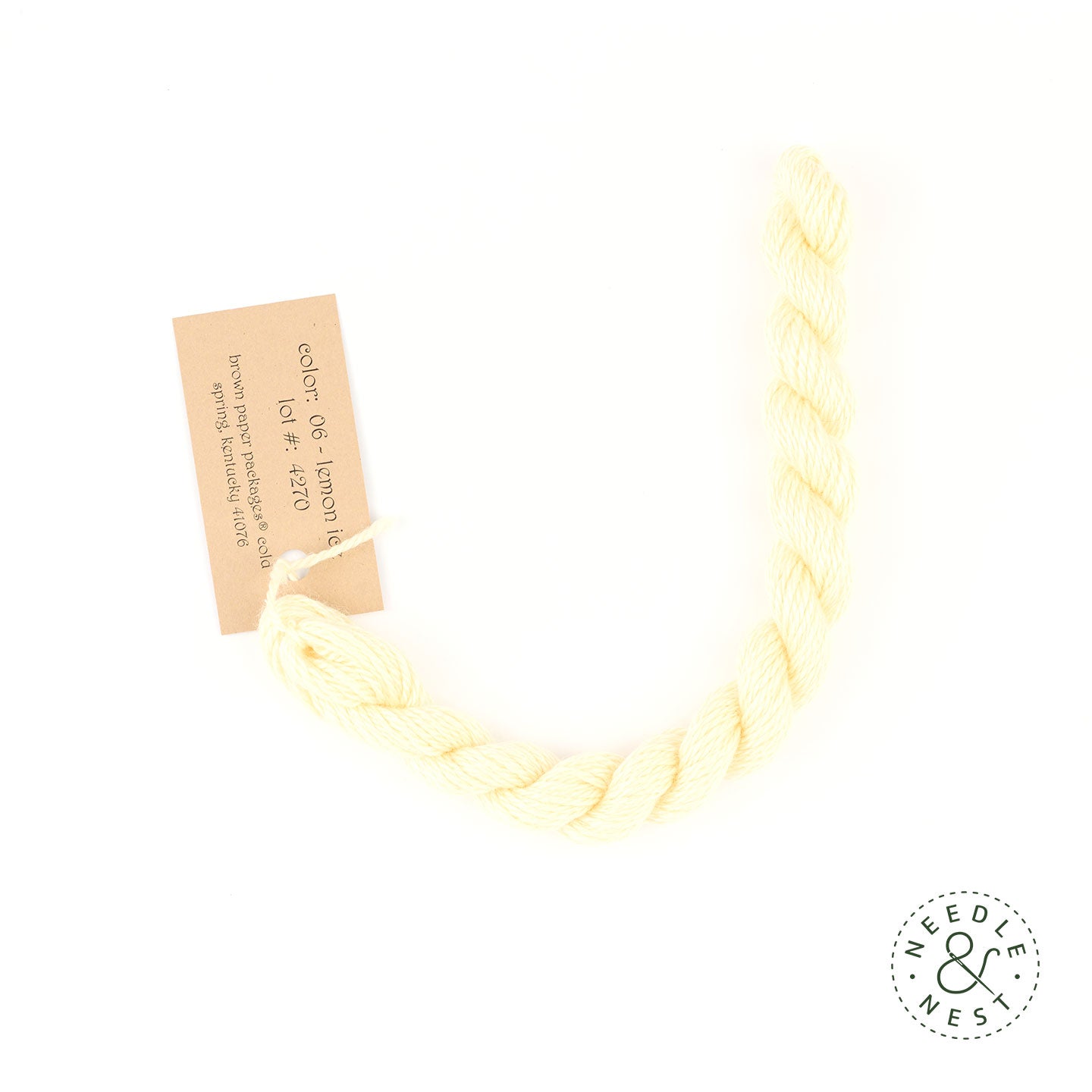 Silk & Ivory Lemon Ice Thread on a White Background