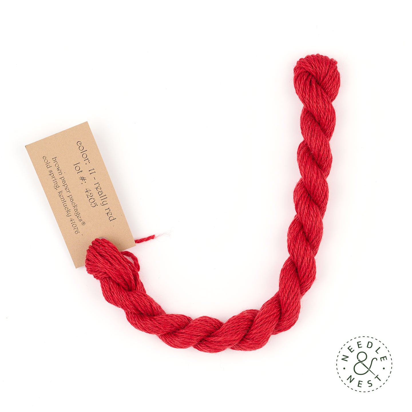 Silk & Ivory Really Red Thread on a White Background