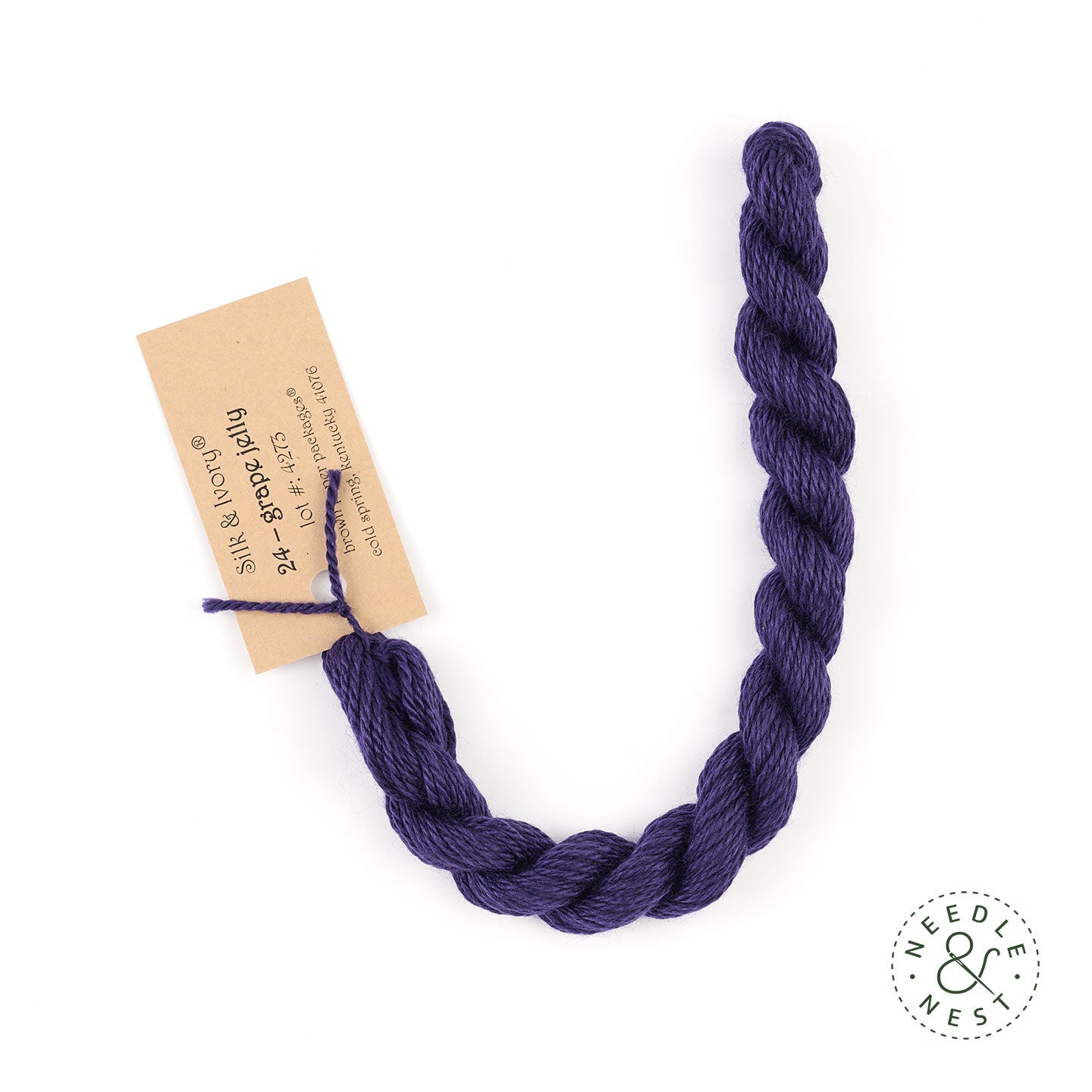 Silk & Ivory Grape Jelly Thread on a White Background