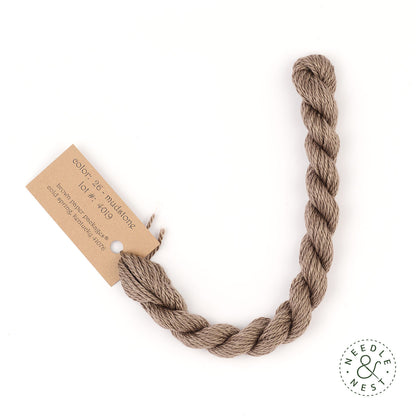 Silk & Ivory Mudstone Thread on a White Background