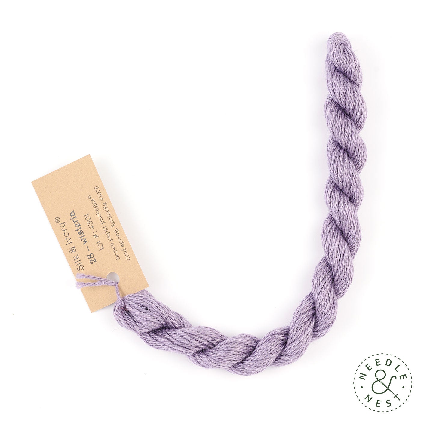 Silk & Ivory Wisteria Thread on a White Background