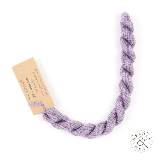 Silk & Ivory Wisteria Thread on a White Background