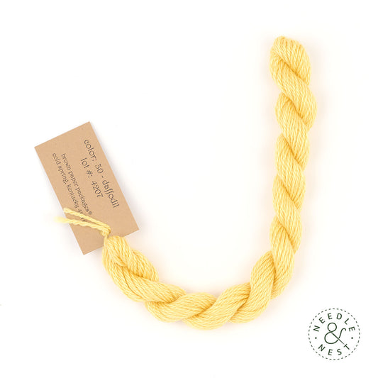 Silk & Ivory Daffodil Thread on a White Background