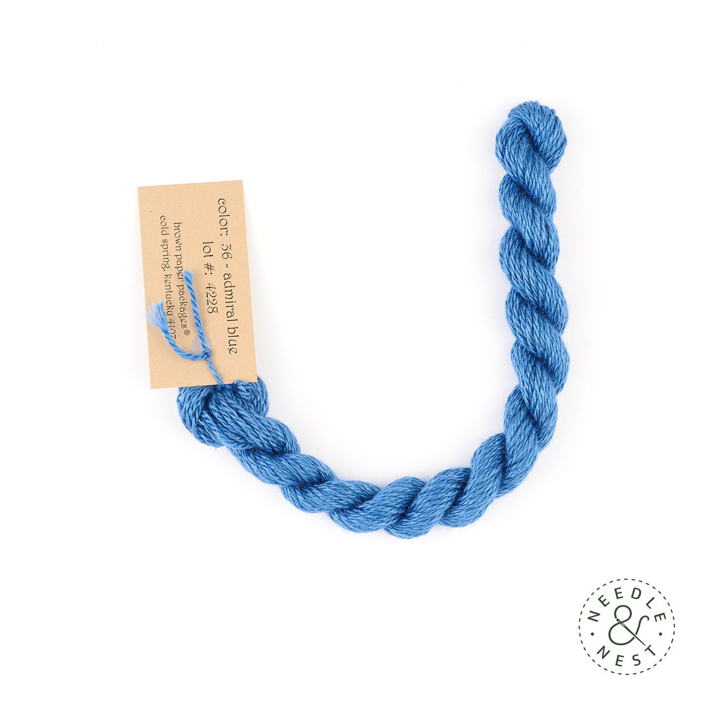 Silk & Ivory Admiral Blue Thread on a White Background