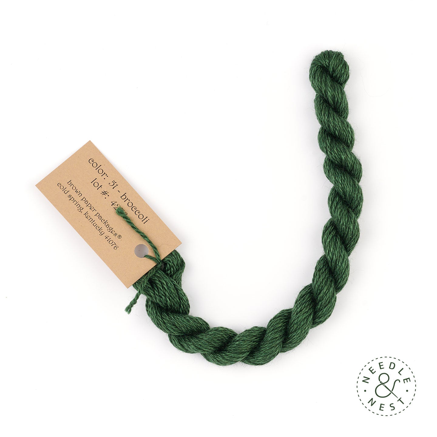 Silk & Ivory Broccoli Thread on a White Background