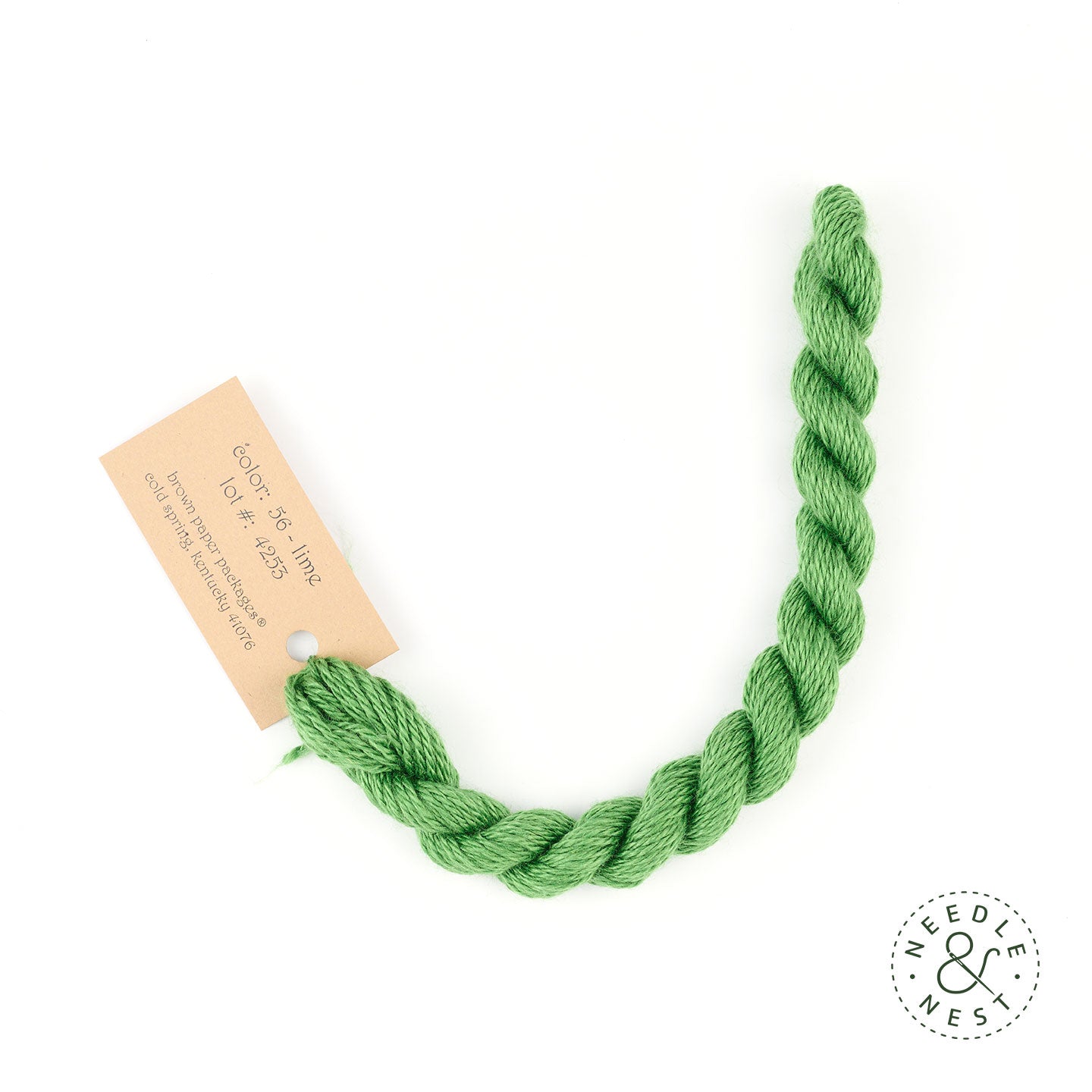 Silk & Ivory Lime Thread on a White Background