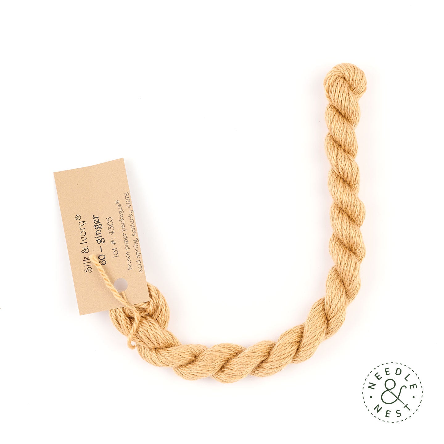 Silk & Ivory Ginger Thread on a White Background
