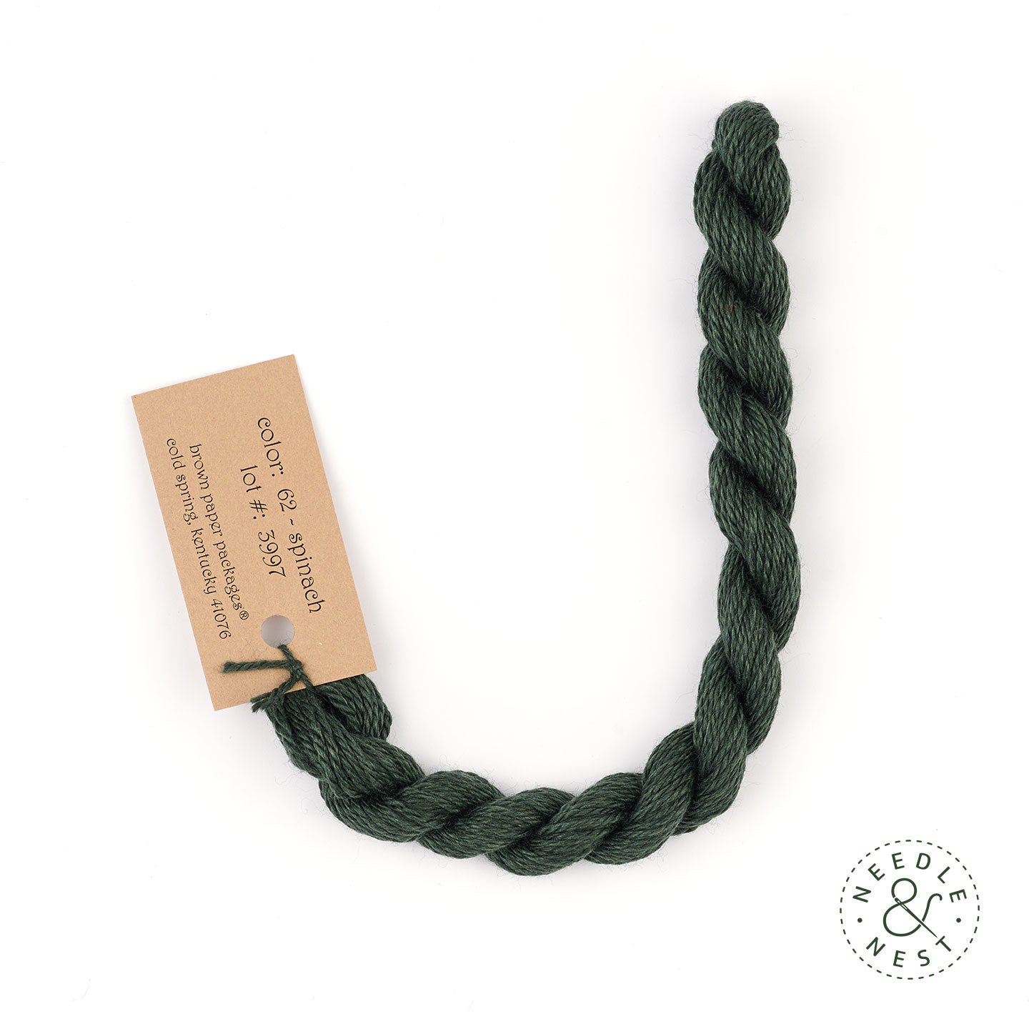 Silk & Ivory Spinach Thread on a White Background