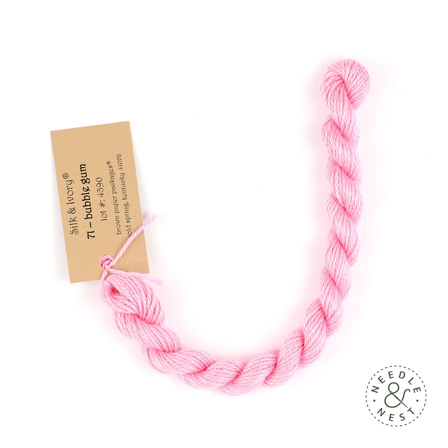 Silk & Ivory Bubble Gum Thread on a White Background