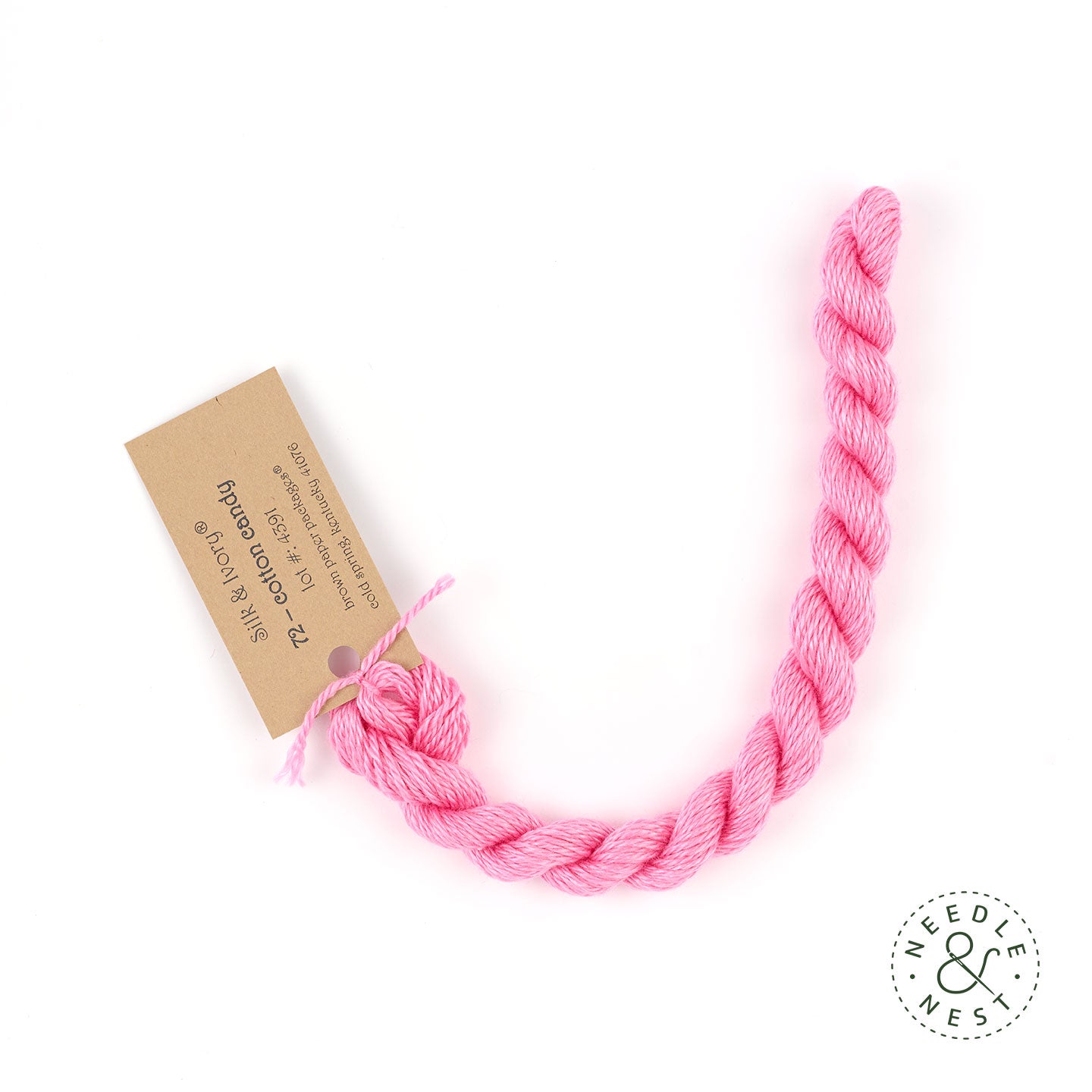 Silk & Ivory Cotton Candy Thread on a White Background