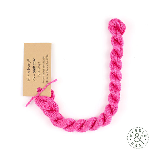 Silk & Ivory Pink Cow Thread on a White Background