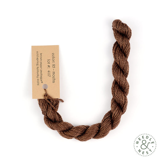 Silk & Ivory Mocha Thread on a White Background