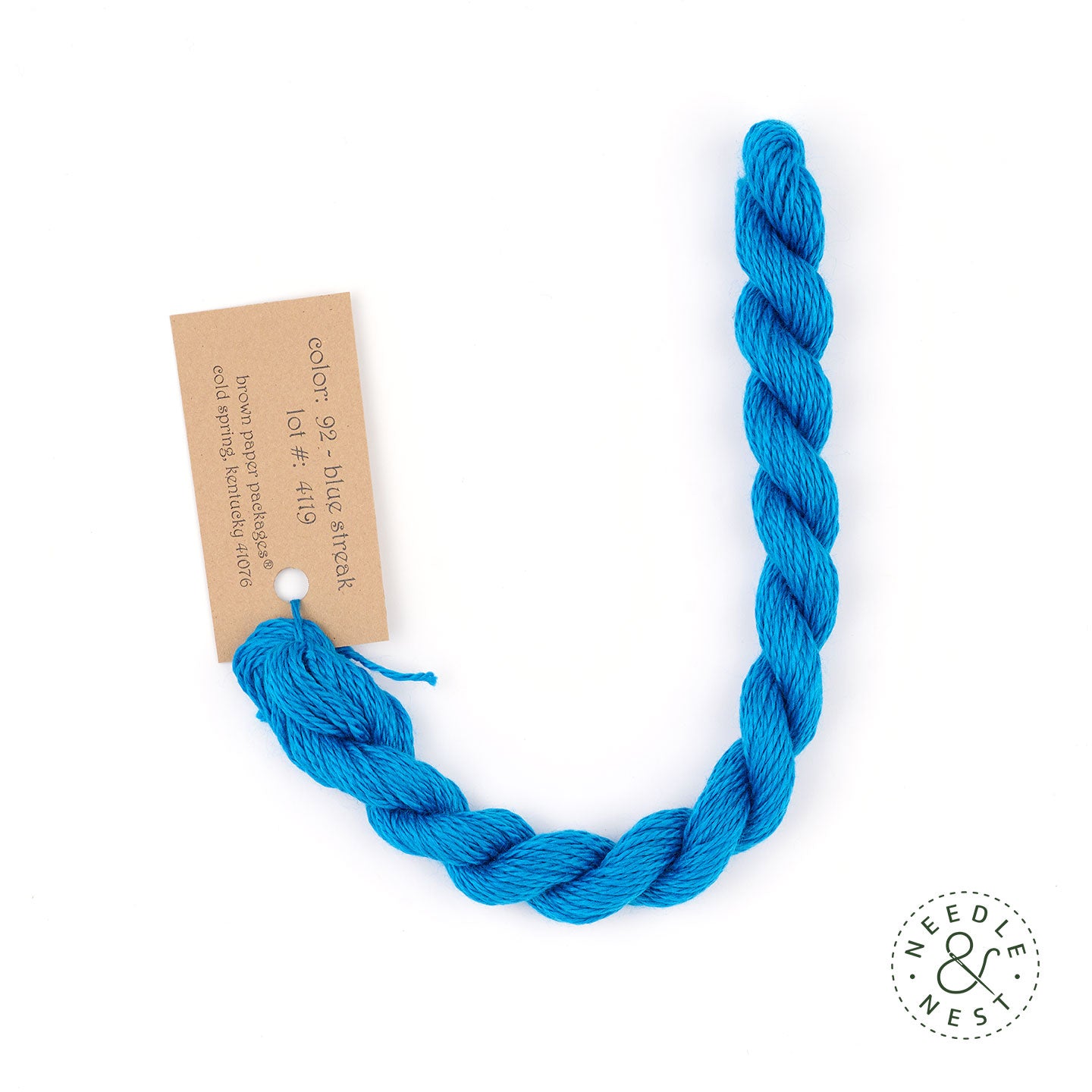 Silk & Ivory Blue Streak Thread on a White Background