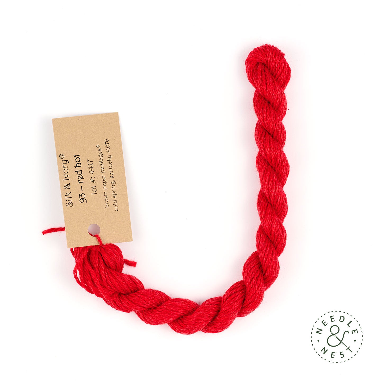Silk & Ivory Red Hot Thread on a White Background