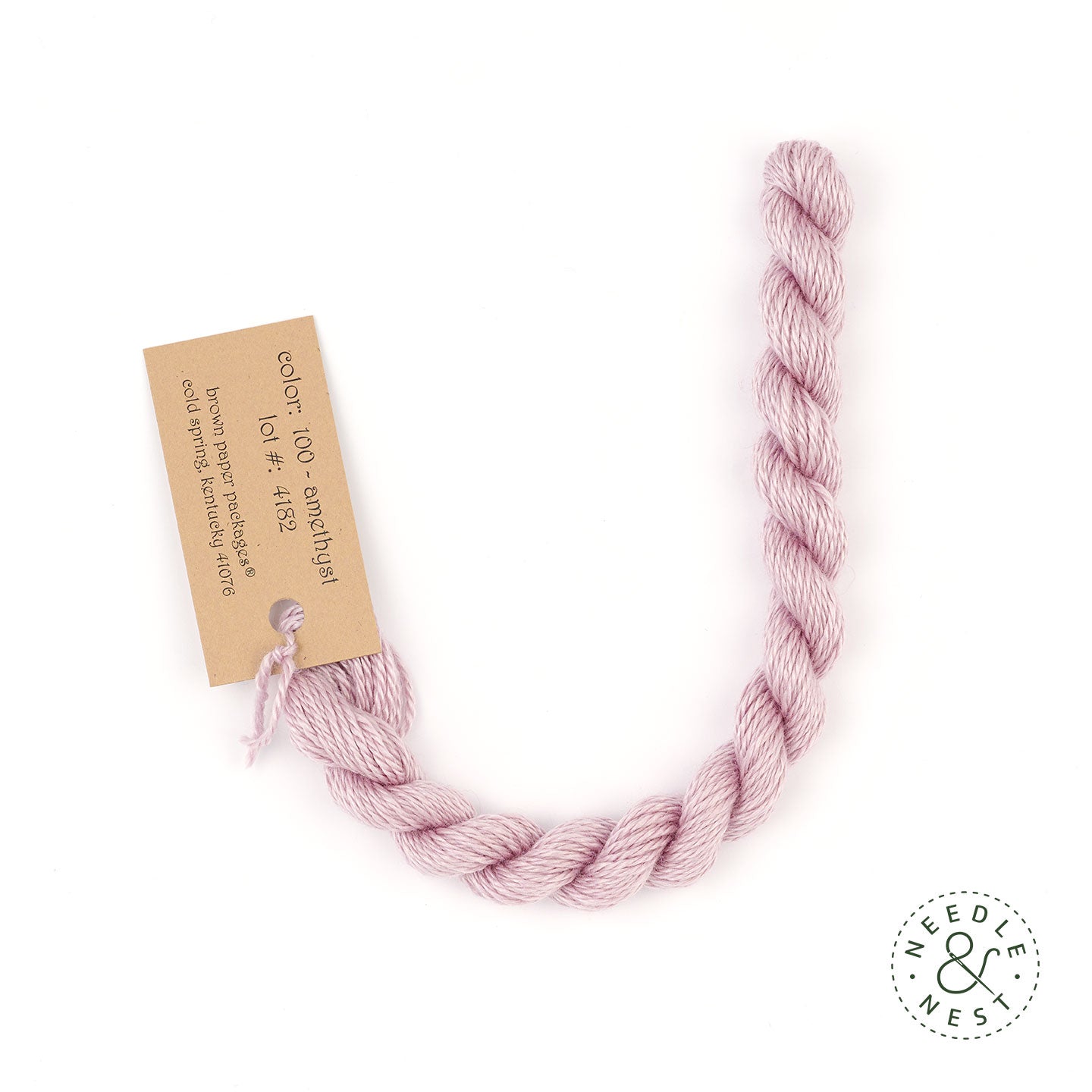 Silk & Ivory Amethyst Thread on a White Background