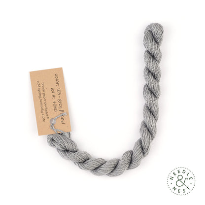 Silk & Ivory Grey Flannel Thread on a White Background
