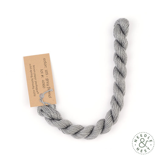 Silk & Ivory Grey Flannel Thread on a White Background