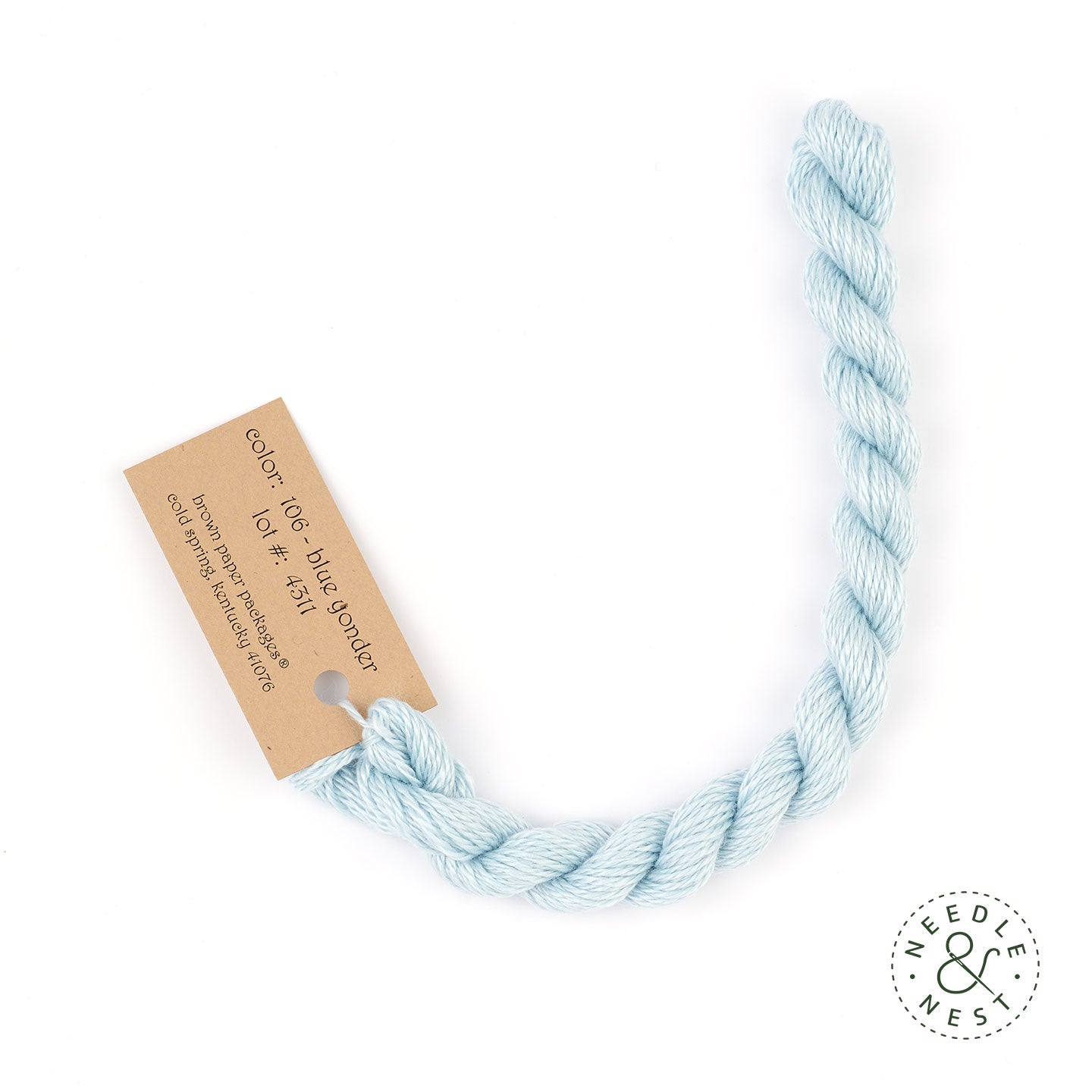 Silk & Ivory Blue Yonder Thread on a White Background