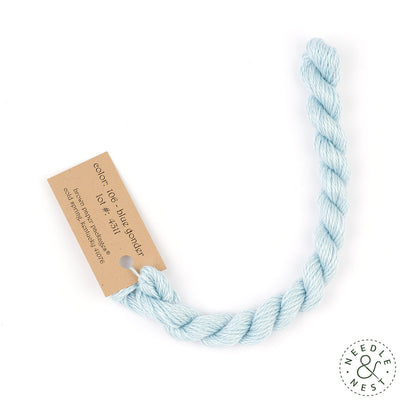 Silk & Ivory Blue Yonder Thread on a White Background