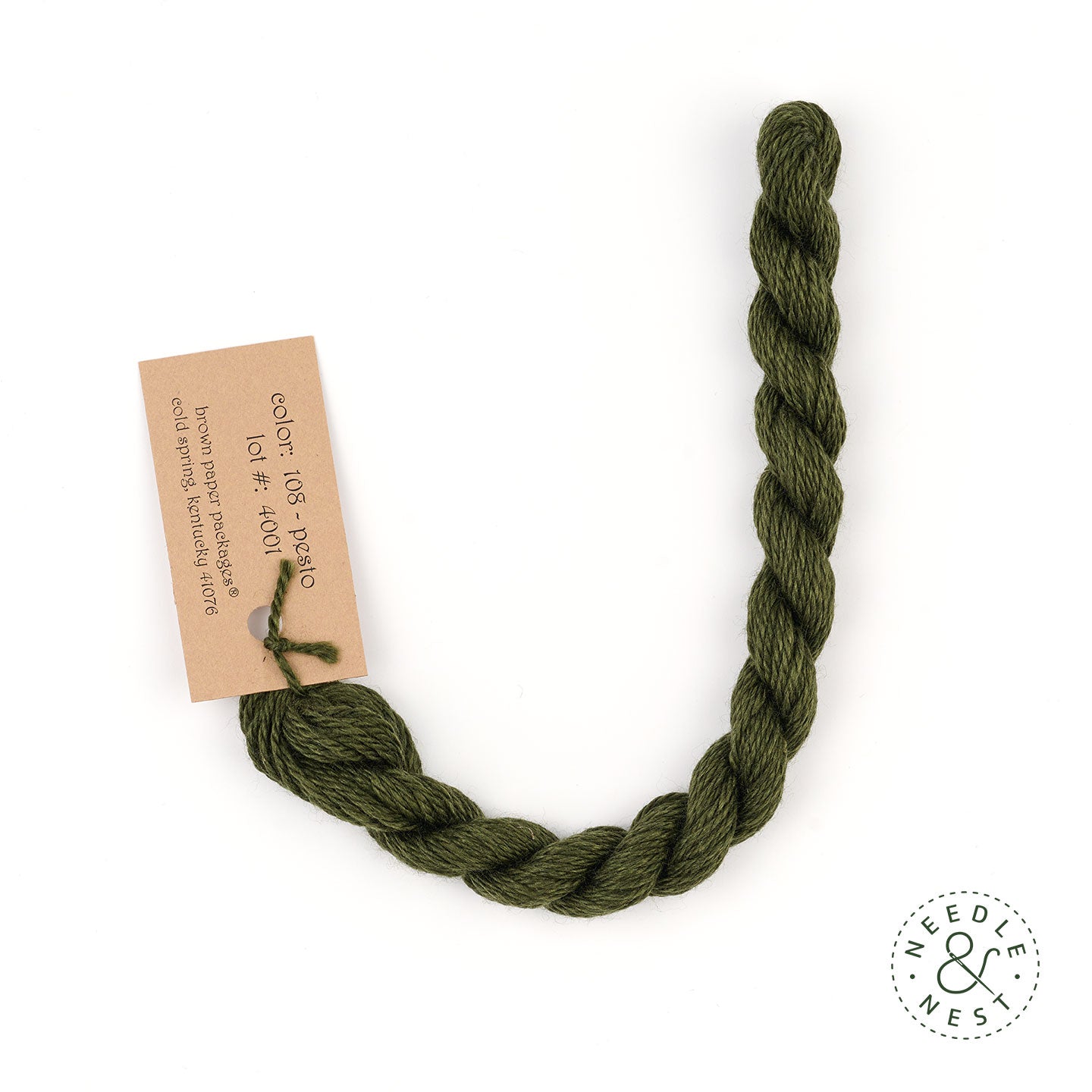 Silk & Ivory Pesto Thread on a White Background
