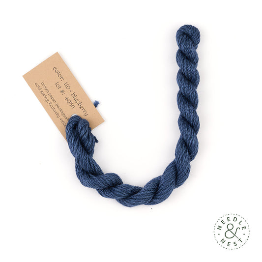 Silk & Ivory Blueberry Thread on a White Background