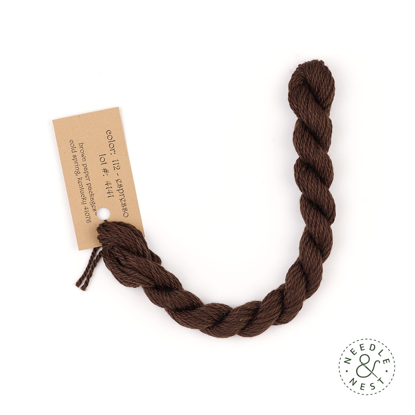 Silk & Ivory Espresso Thread on a White Background