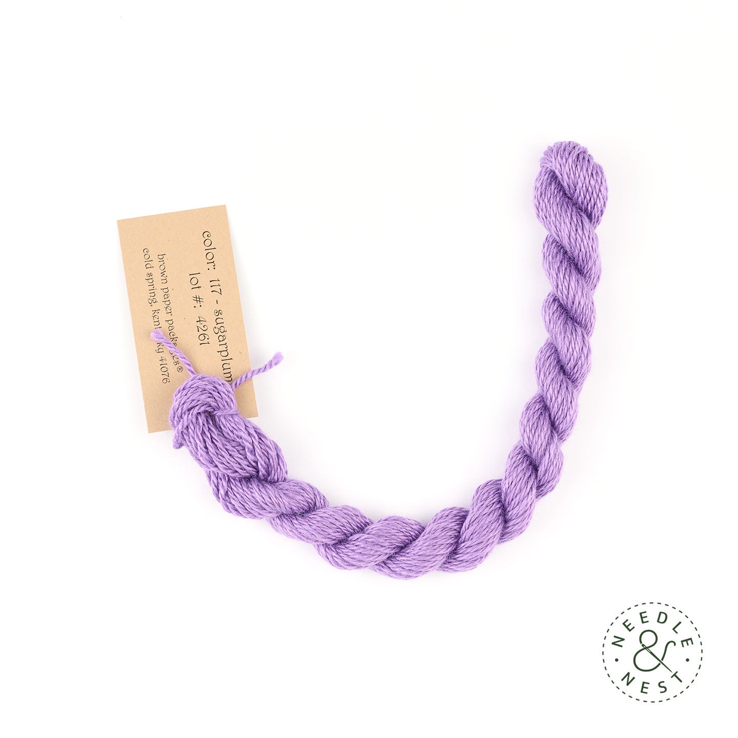 Silk & Ivory Sugarplum Thread on a White Background
