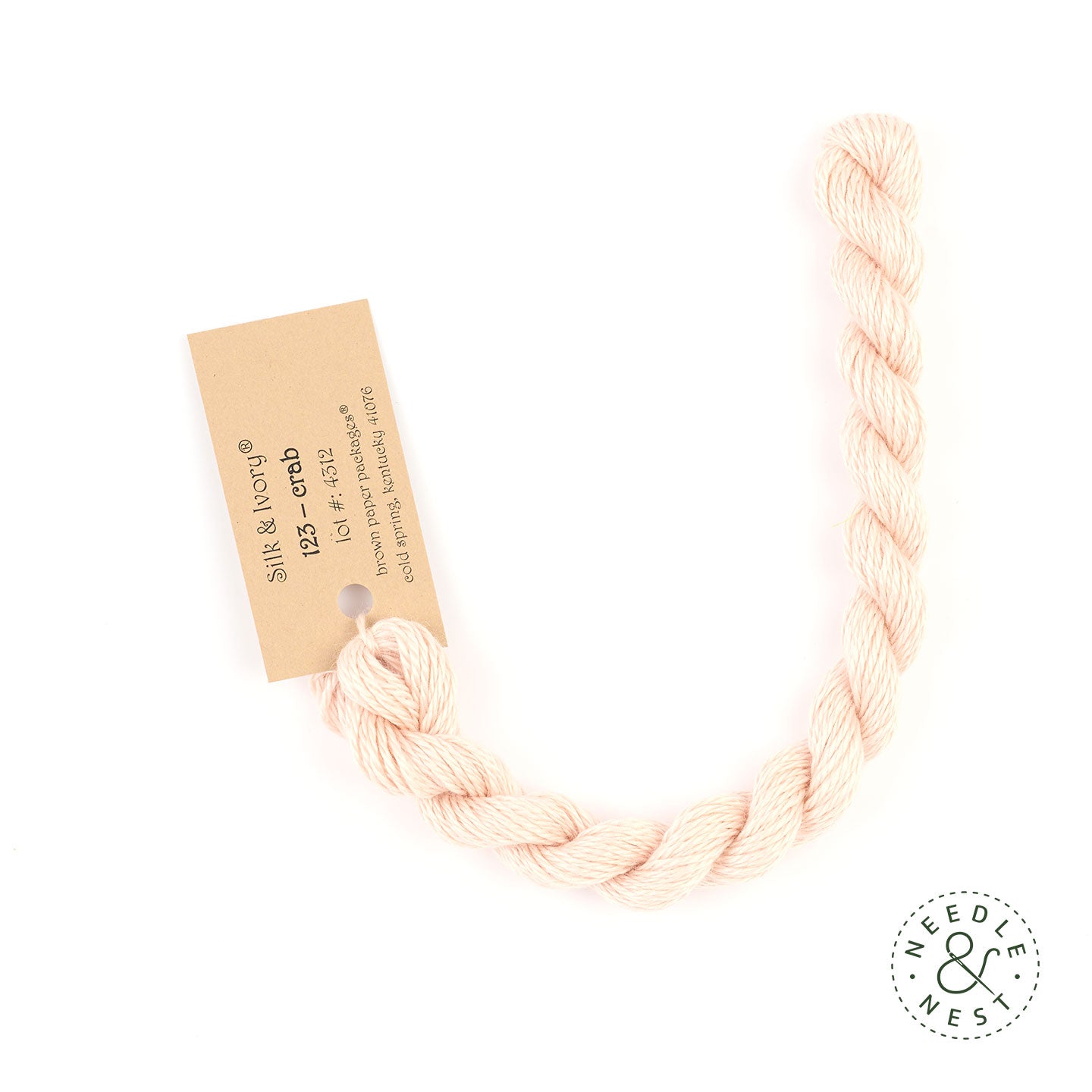 Silk & Ivory Crab Thread on a White Background