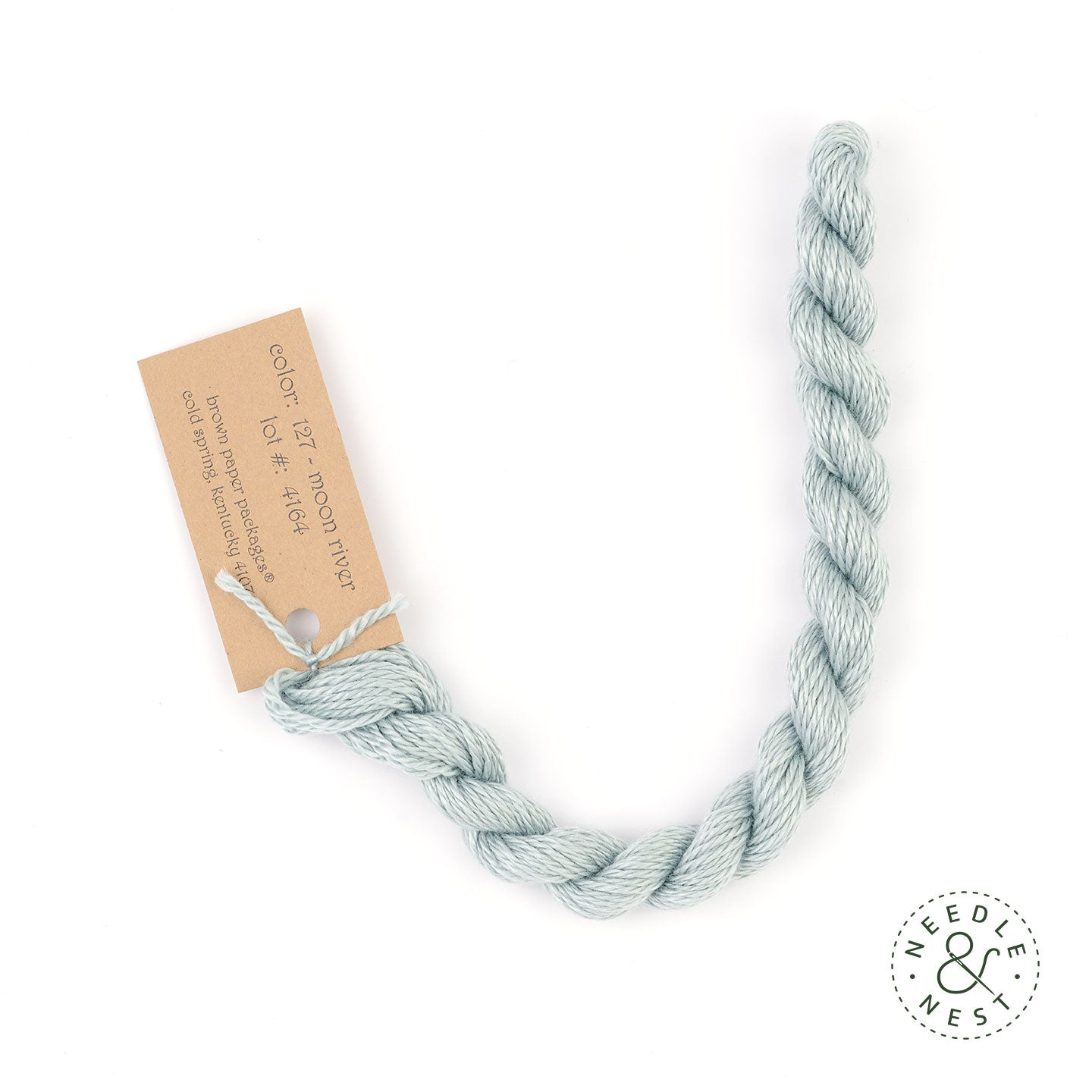 Silk & Ivory Moon River Thread on a White Background