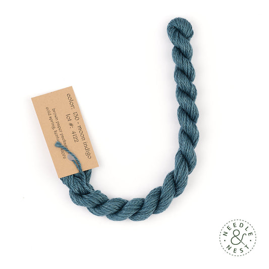 Silk & Ivory Moon Indigo Thread on a White Background