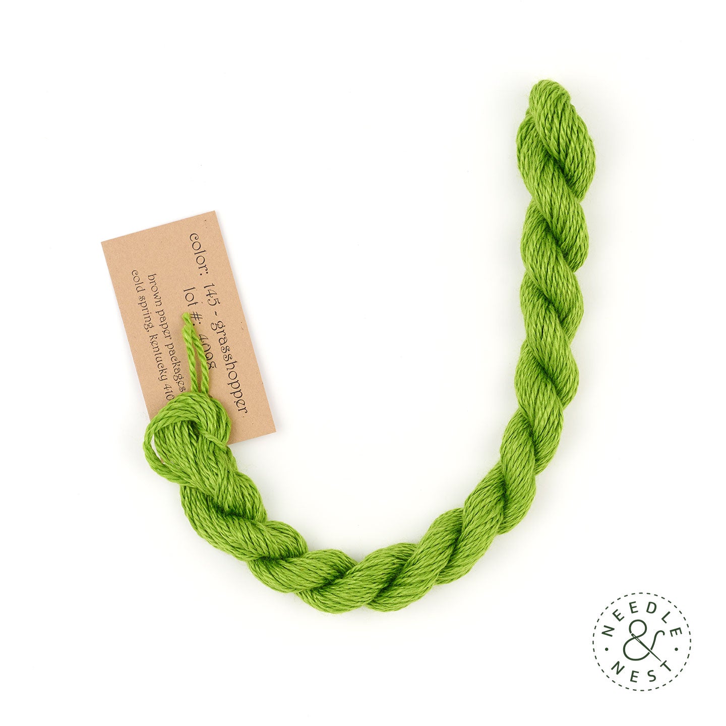 Silk & Ivory Grasshopper Thread on a White Background