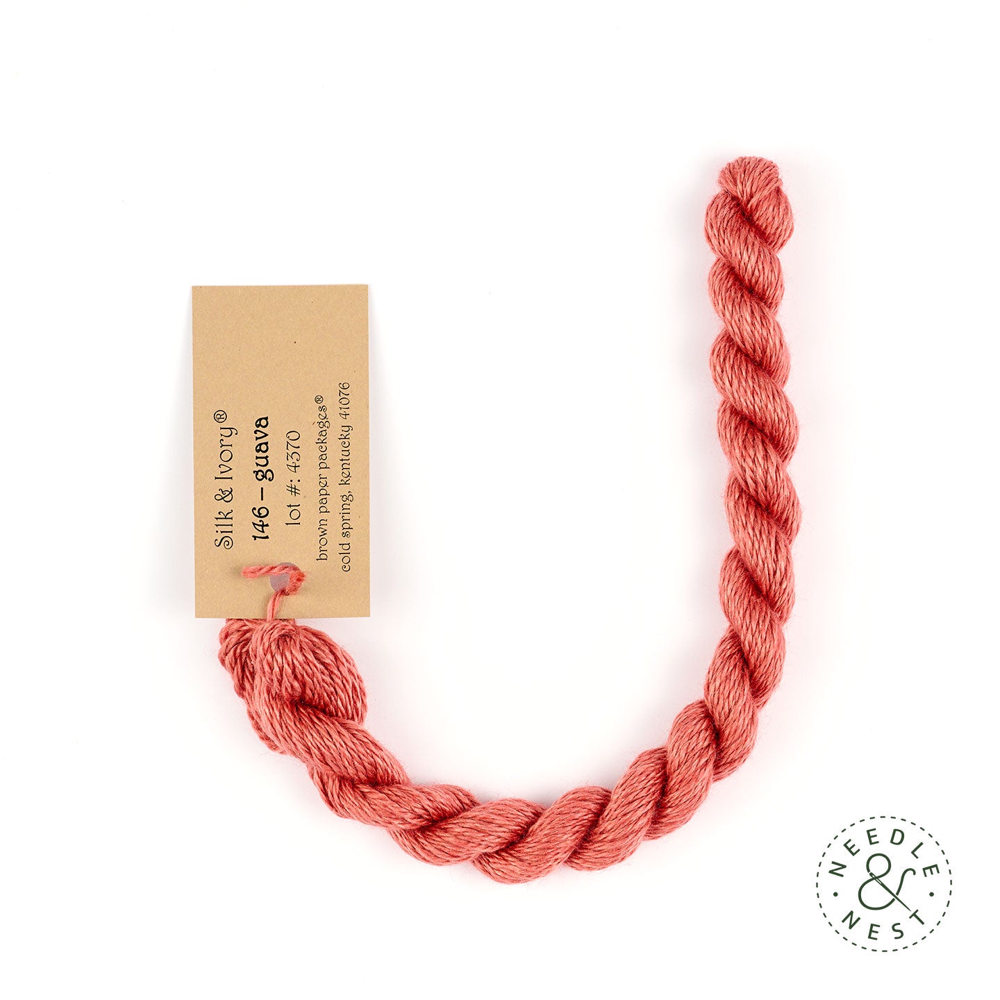 Silk & Ivory Guava Thread on a White Background