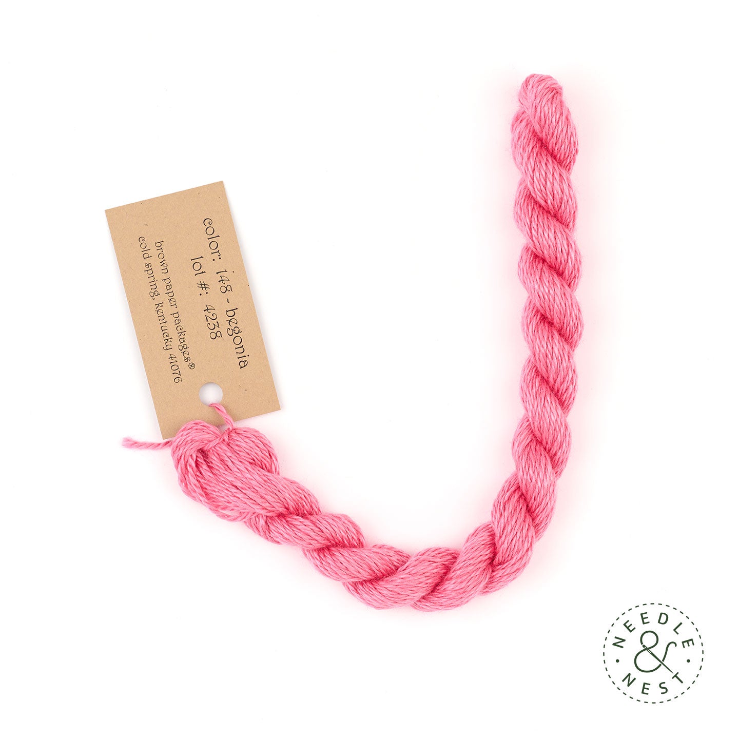 Silk & Ivory Begonia Thread on a White Background