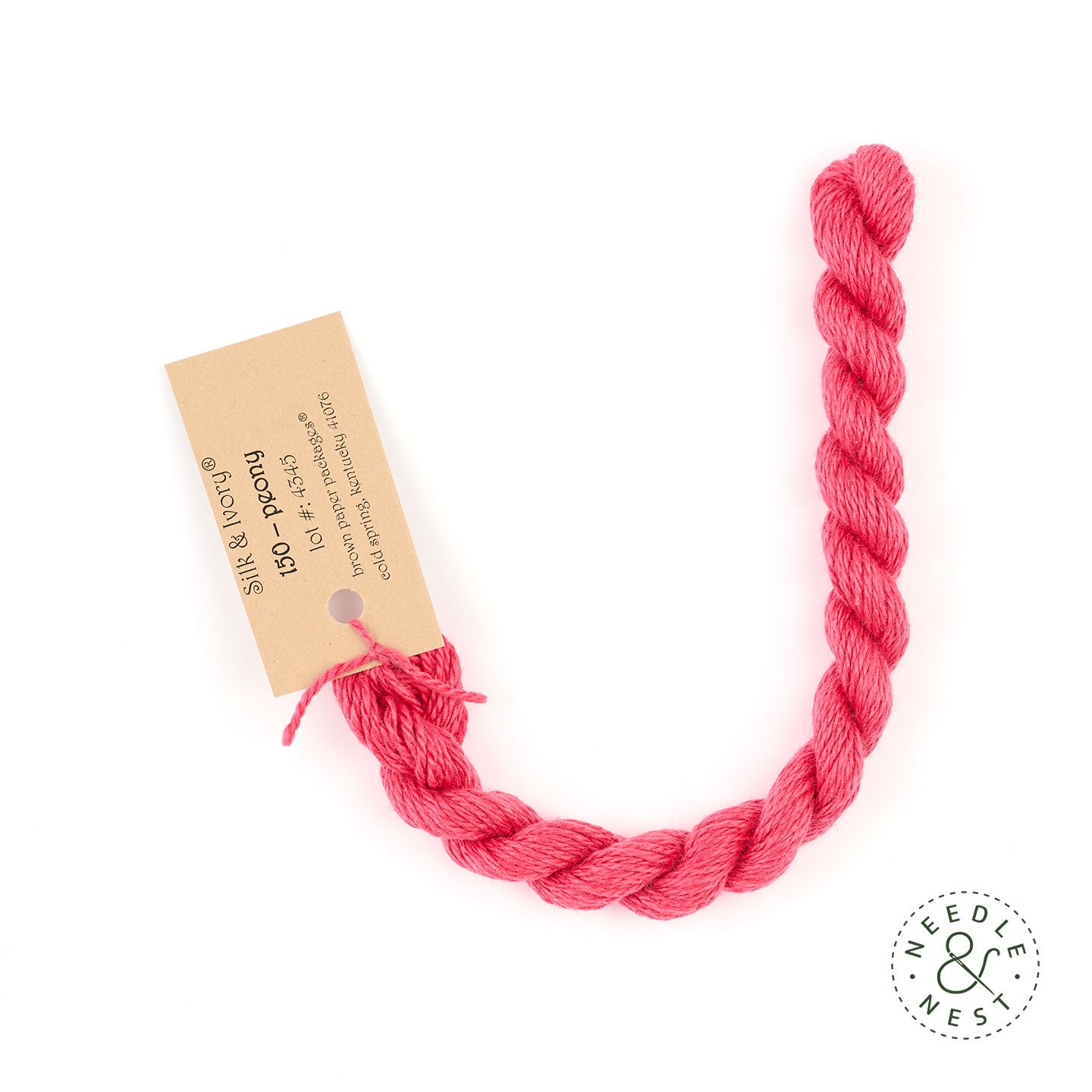 Silk & Ivory Peony Thread on a White Background