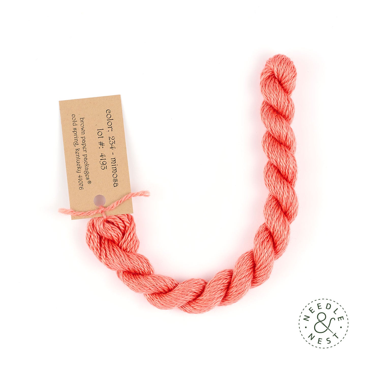 Silk & Ivory Mimosa Thread on a White Background